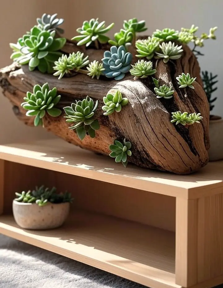 Succulent driftwood