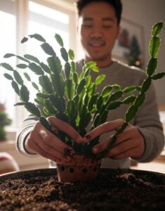 Repotting Thanksgiving cactus