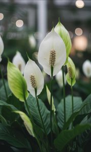 Peace lily flower turns green